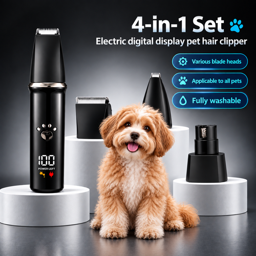 4-in-1 electric pet grooming shaver with dog