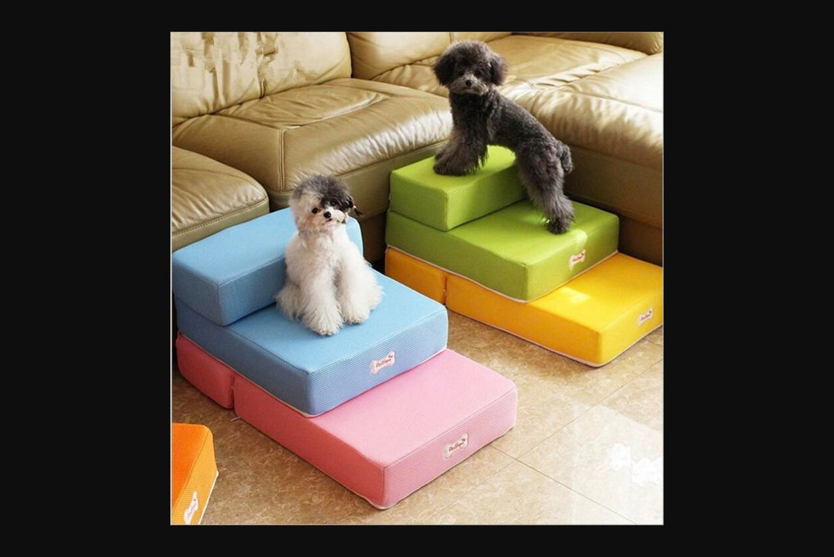 Colorful Foam Pet Stairs - 2 Step Stackable Steps for Dogs & Cats