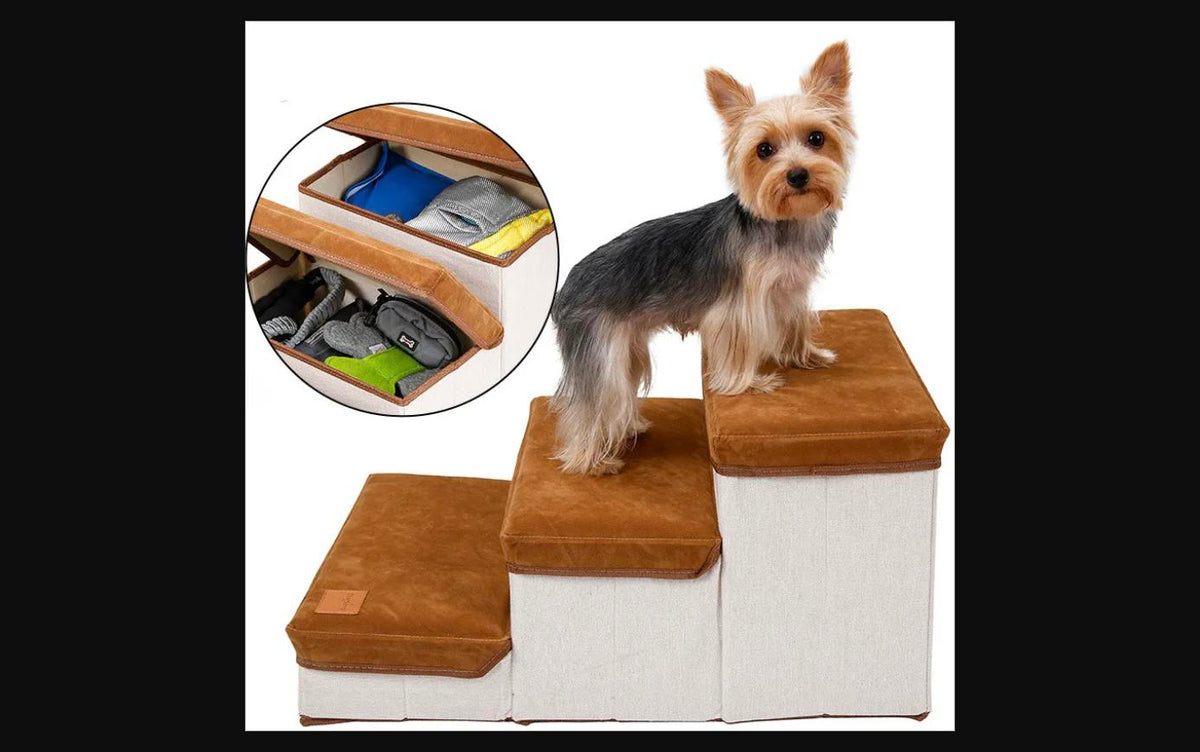 Foldable Storage Pet Stairs with Hidden Compartment
