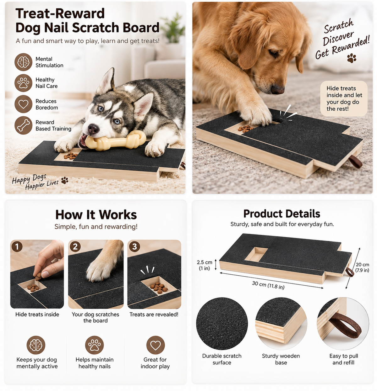 Treat-Reward Dog Nail Scratch Board benefits and how it works